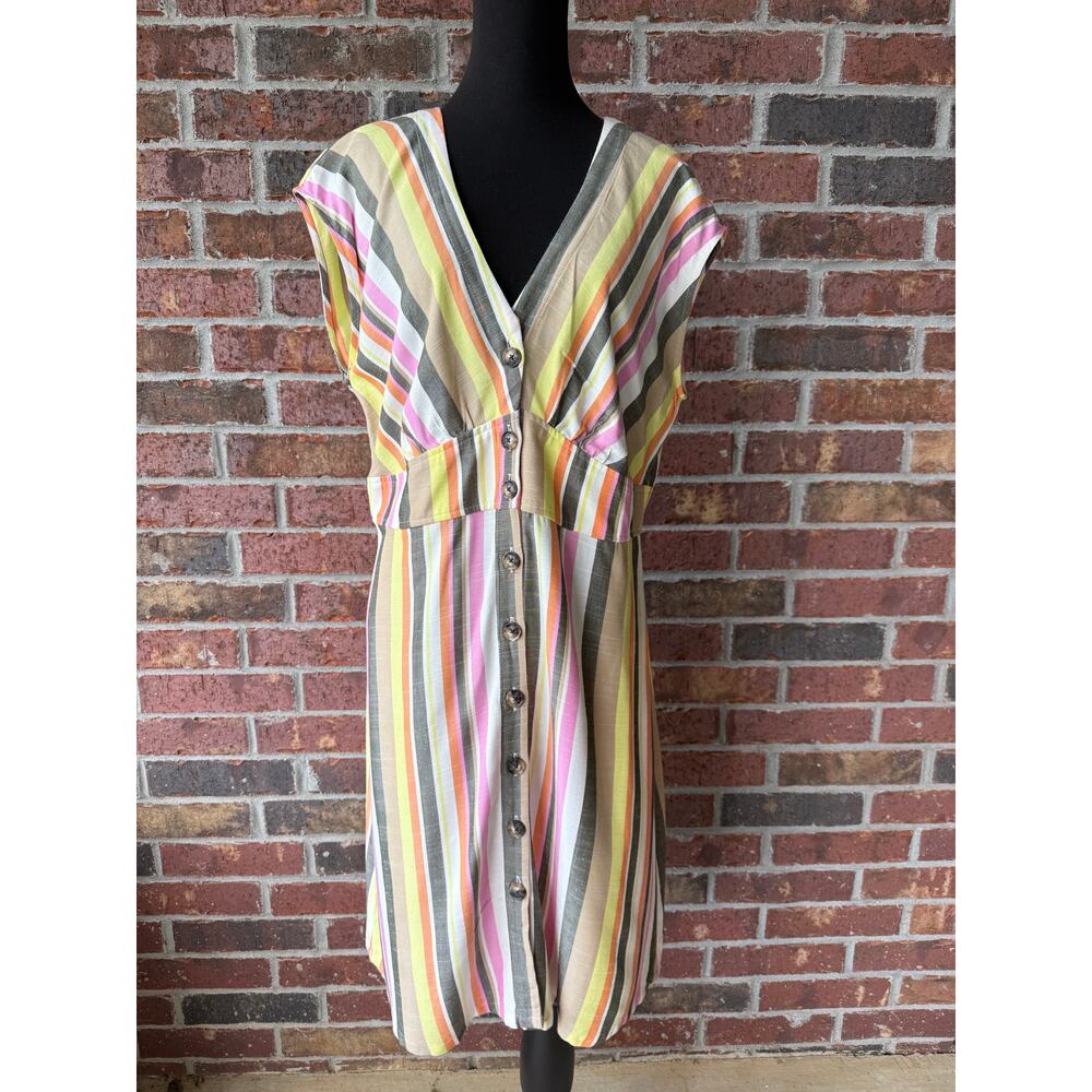 NWT Loft Midi dress - Cap Sleeve v neck Summer Beach viscose Linen Look size 12P